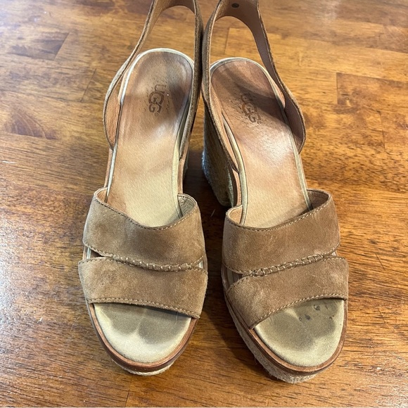 Ugg Carine suede leather platform espadrille sandals size 8 - Picture 4 of 10